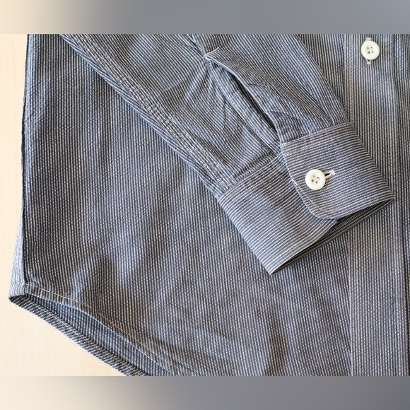 Sugar Cane Mens Hickory Pinstripe Long Sleeve Work Shirt Size 14-14.5 Mens Small - Picture 11 of 13